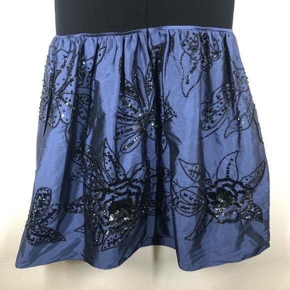 Adrianna Papell Beaded High Neckline Embellished Taffeta Mini Dress 6 AP1E200162 - Picture 11 of 13